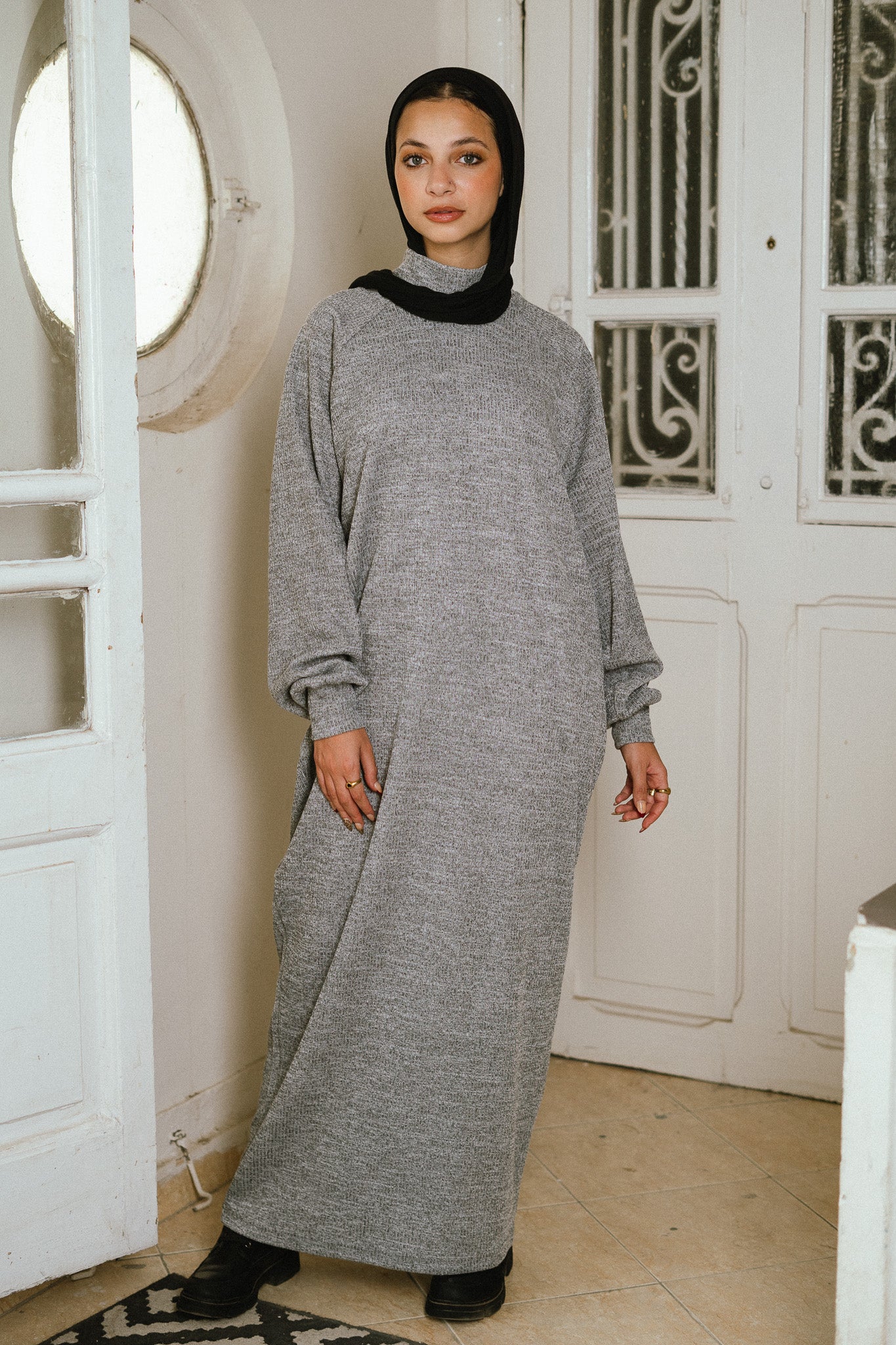 The Knitted Cozy Dress in Grey