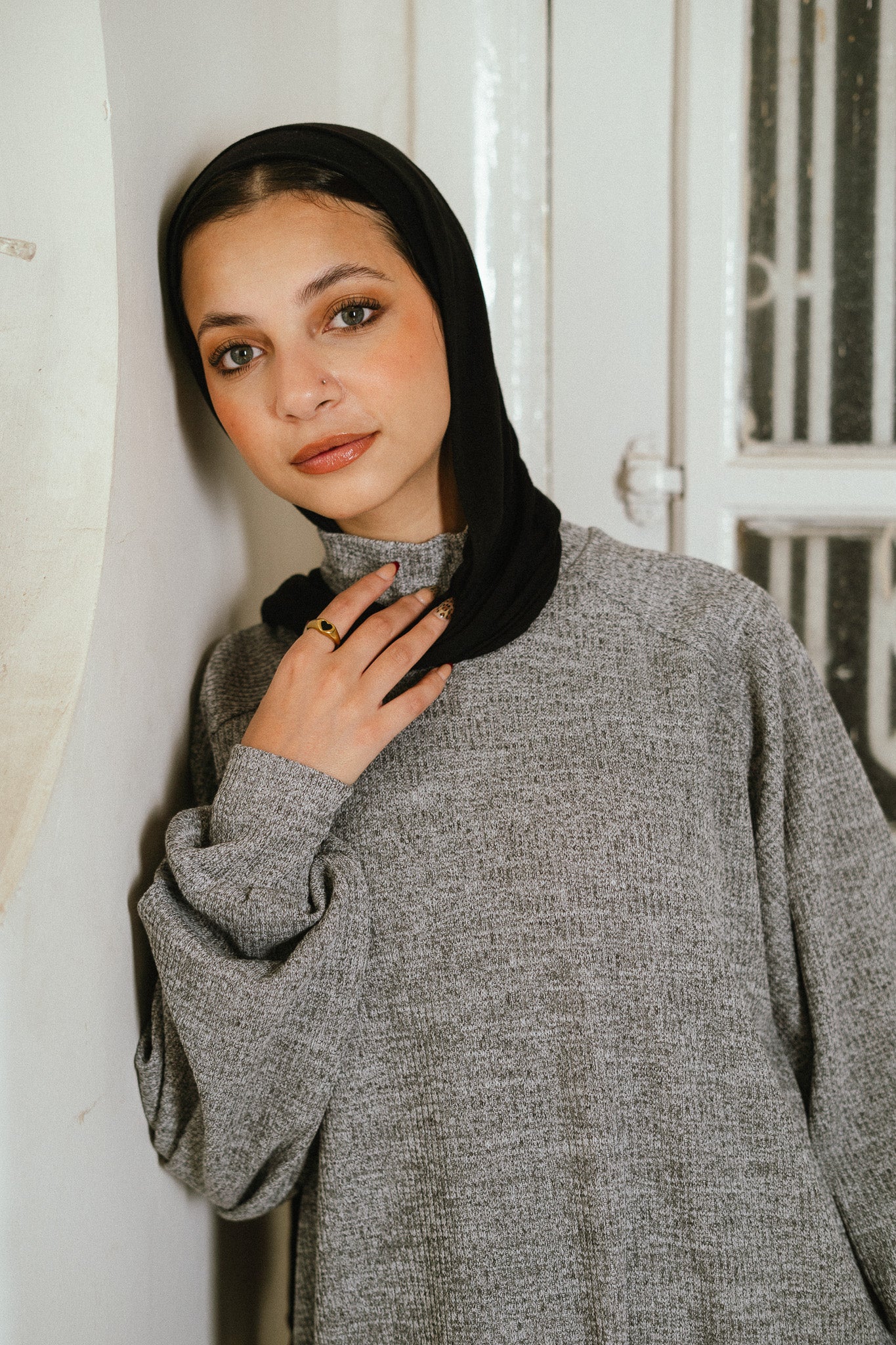 The Knitted Cozy Dress in Grey