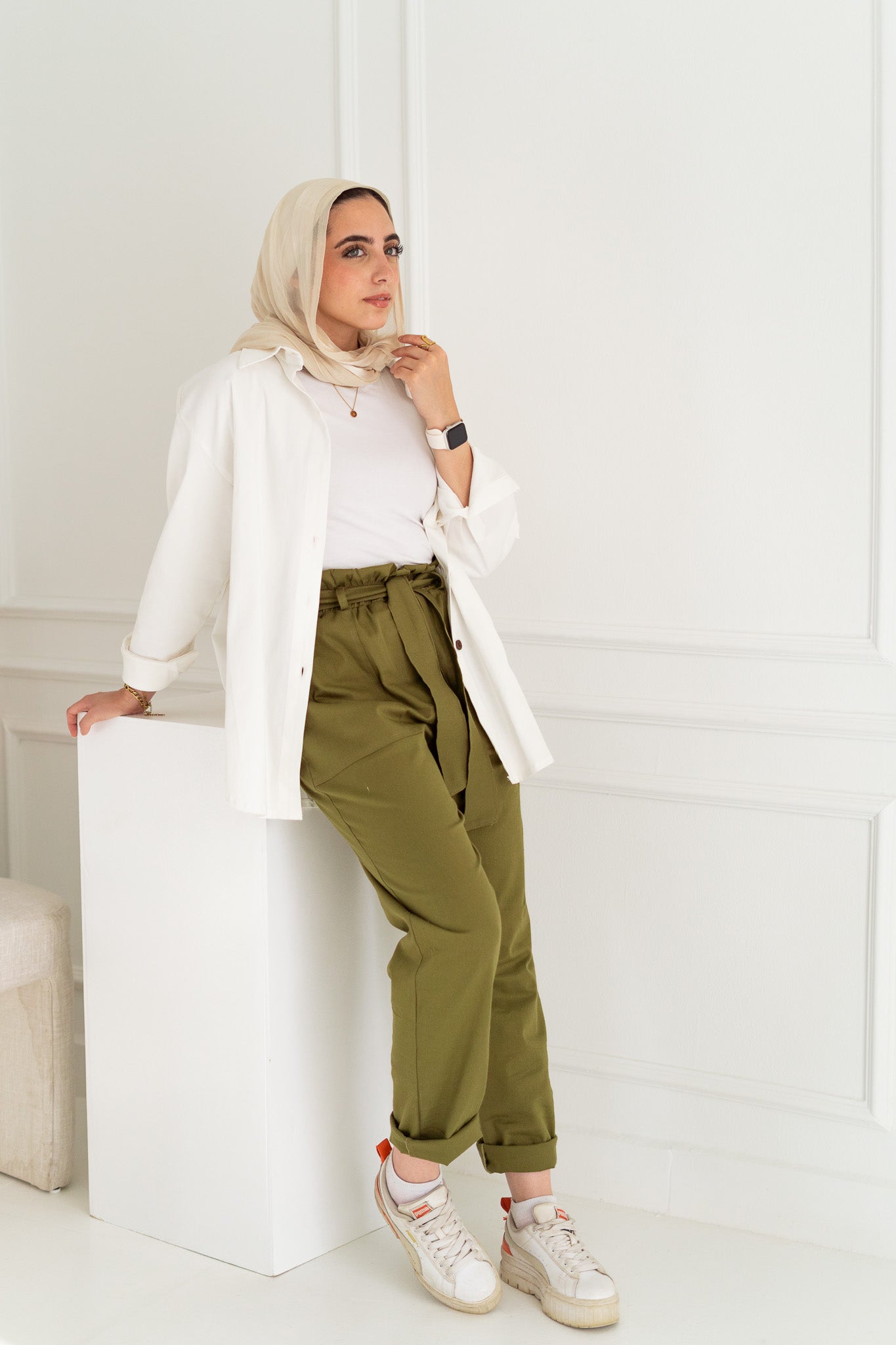 Shadia Pants in Olive Green