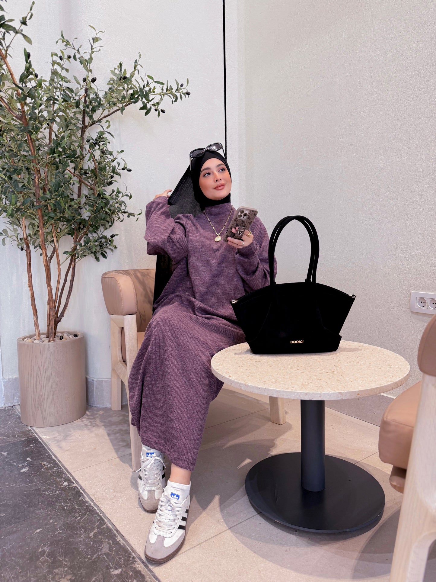 The Knitted Cozy Dress in Purple