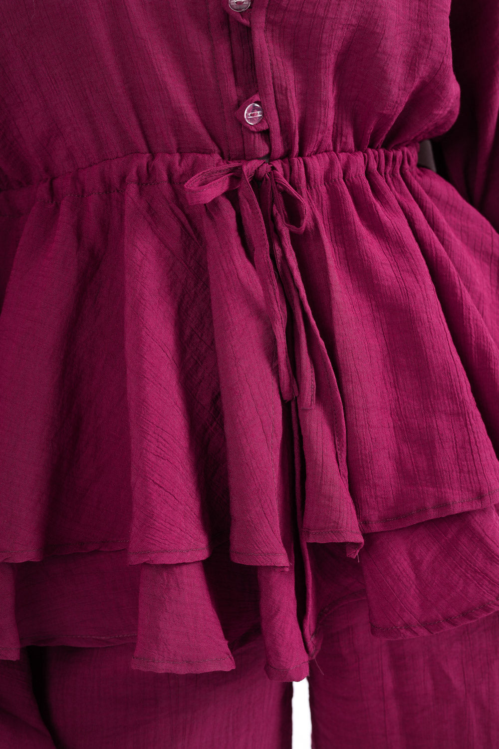 The Ruffles Set in Maroon