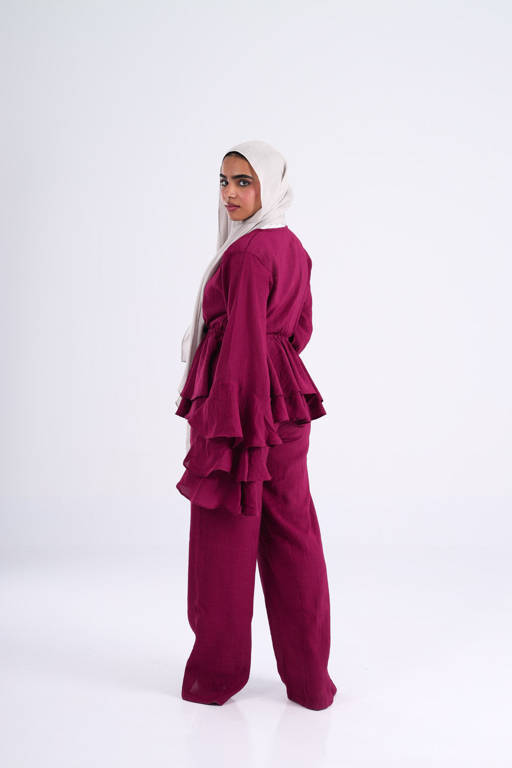 The Ruffles Set in Maroon