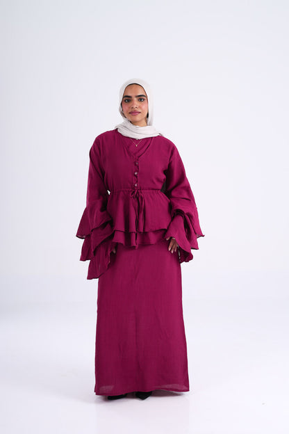 The Ruffles Set in Maroon