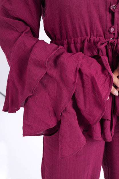 The Ruffles Set in Maroon